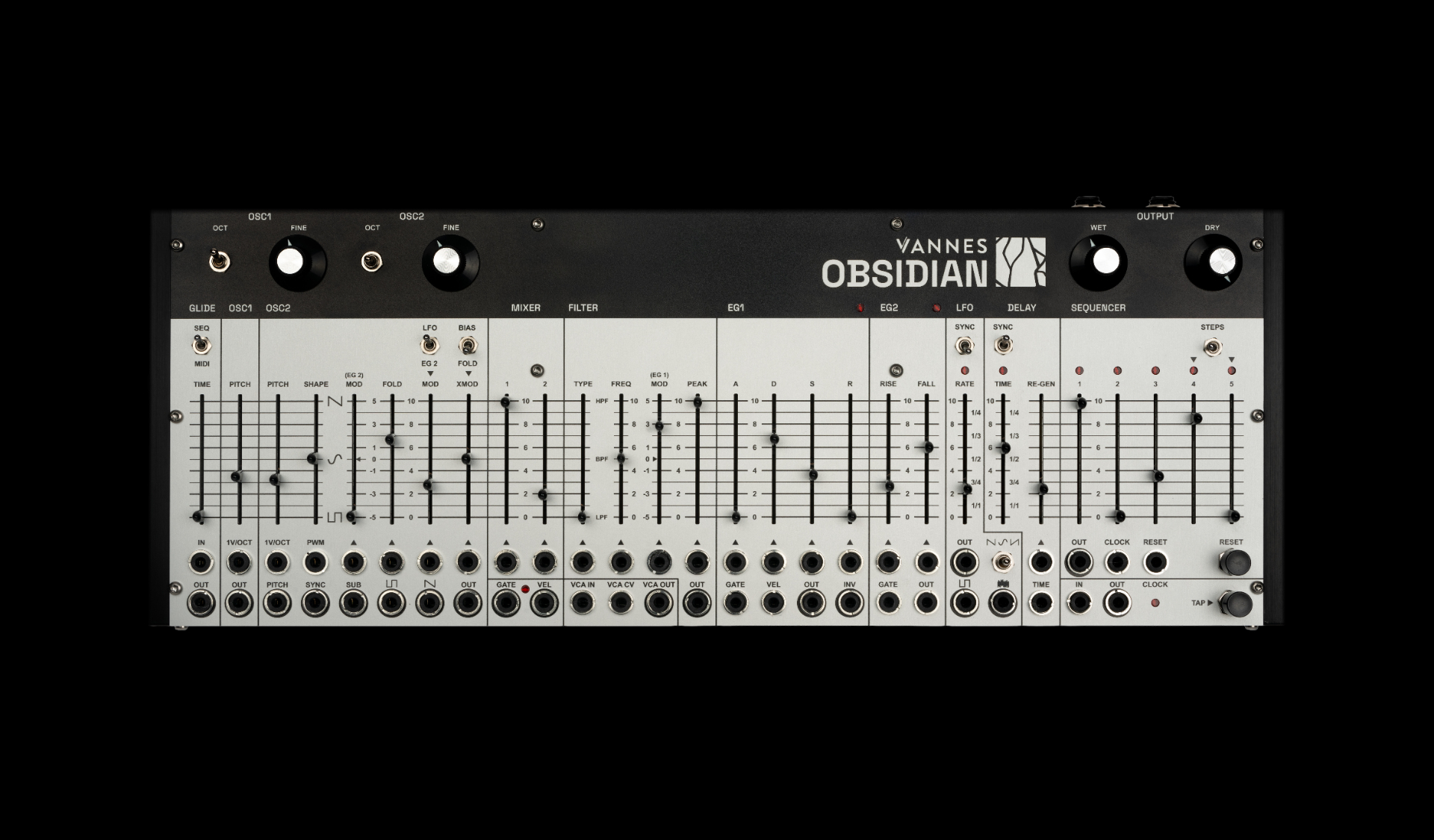 OBSIDIAN synthesizer front panel detail